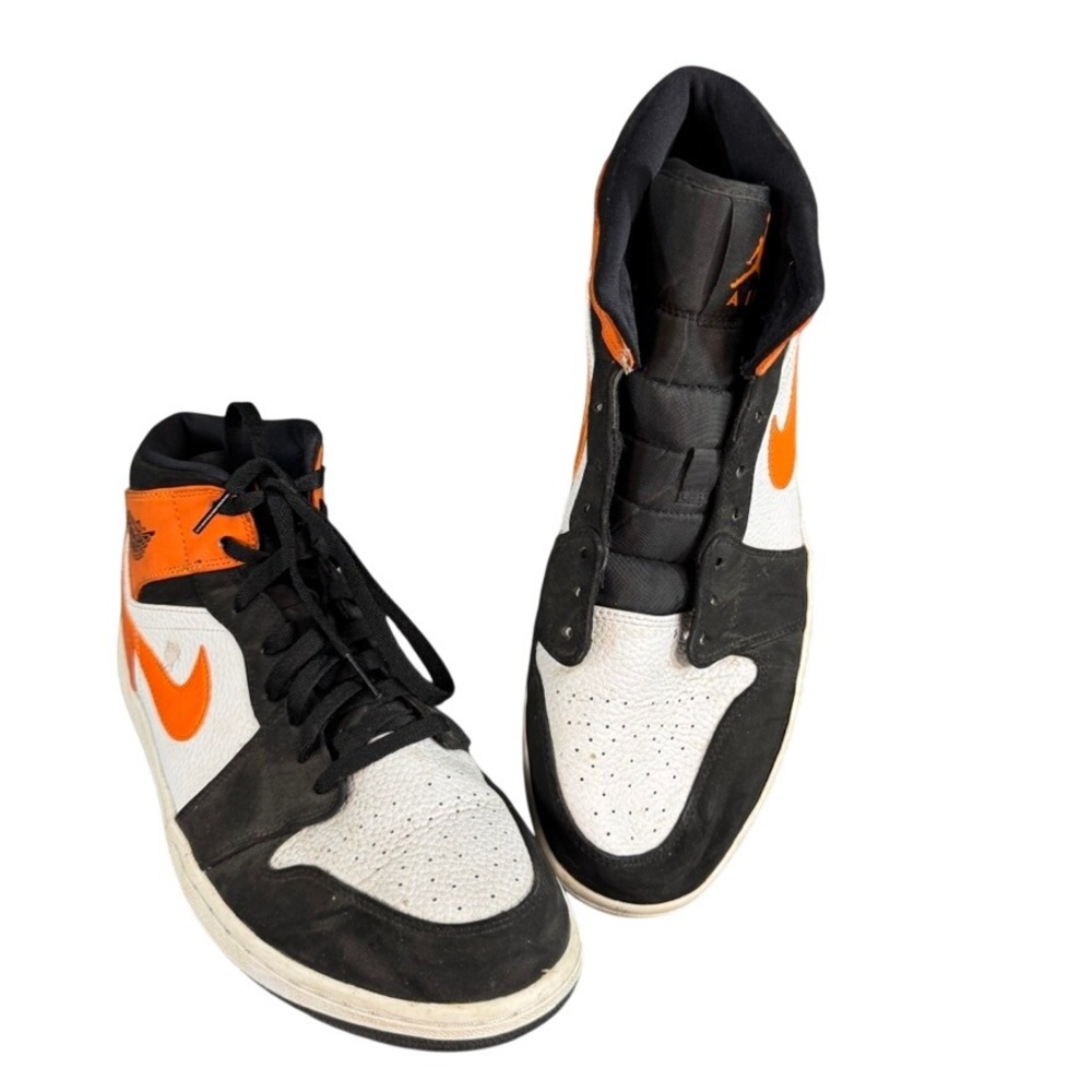 Nike Air Jordan 1 Mid Shattered Backboard Orange Black White 554724-058 Mens 13